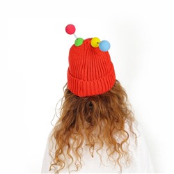 Карнавальная шапка «Глазастик», с рожками р-р 56-58, красная