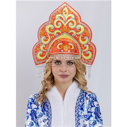 Кокошник "Русская Красавица" красный