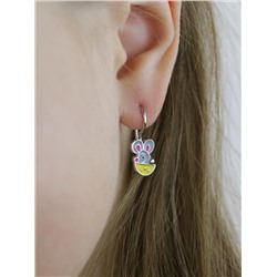 Серьги детские из серебра с эмалью родированные - Мышки 925 пробы 2110067
