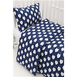 КПБ с простыней на резинке арт. КПБ-ПР/белый-мишка-сини НАТАЛИ, 878537