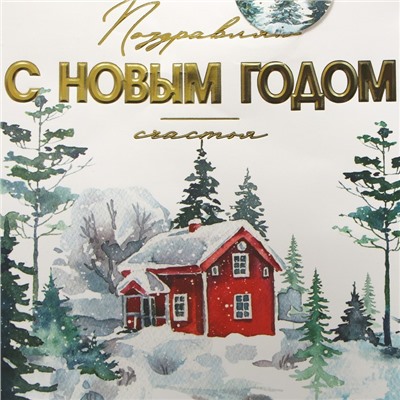 Пакет подарочный новогодний ламинированный, конгревное тиснение «С Новым годом», ML 23×27×11.5 см