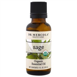 Dr. Mercola, Органическое эфирное масло, Шалфей, 1 унция (30 мл)