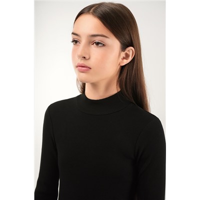 Платье-водолазка в рубчик для девочки Happyfox