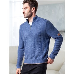 Свитер фактурной крупной вязки с металлической молнией