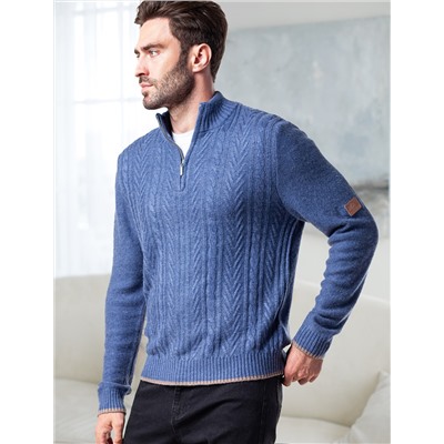 Свитер фактурной крупной вязки с металлической молнией