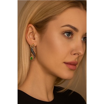 Серьги ящерицы крупные, покрытие позолота 585 пробы,H1698, арт.314.669