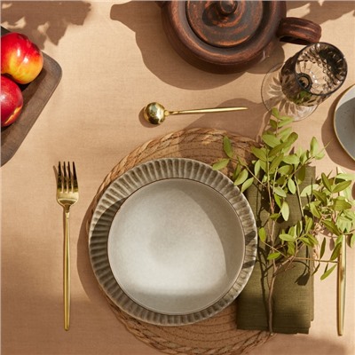 Скатерть «Этель» ECO, бежевая, 110×136 см, 70% хлопок, 30% лён, 190 г/м²