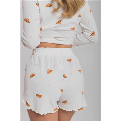 Пижама лонгслив и шорты из интерлока М325418мк