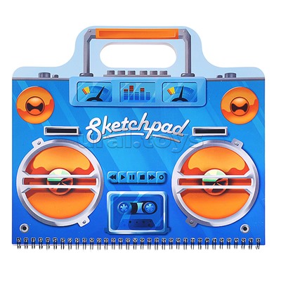 Скетчпад 60 л. "Магнитофон"белый офсет 120 г/м2 размер 295*260, гребень