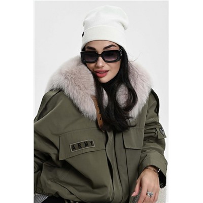 Шапка теплая в рубчик (Белый)