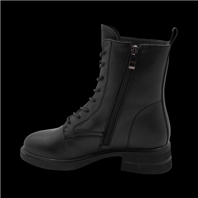 Ботинки из натуральной кожи на меху РА01-1 черные п/п