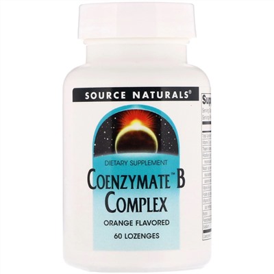 Source Naturals, комплекс ферментированных витаминов группы B, апельсиновый вкус, 60 таблеток для рассасывания