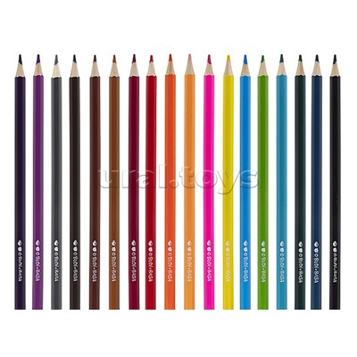 Карандаши цветные 18 цв. ECO "Кофейные коты" заточен. в карт. коробке с европодвесом