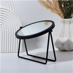 Зеркало настольное PREMIUM, круглое, металлическое, 20.3×20.5×5.7 см, ( d=14.5 см), чёрное
