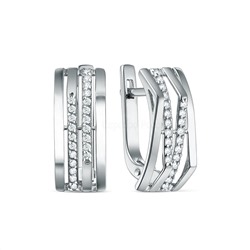Серьги из серебра с фианитами родированные с-4800-р