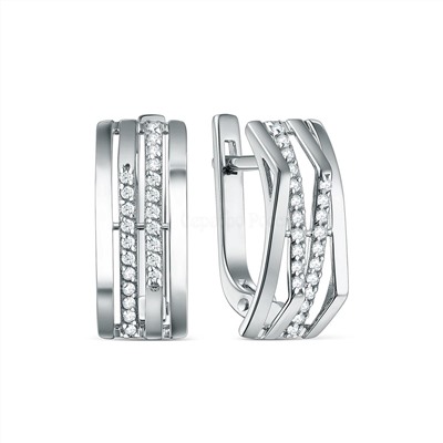 Серьги из серебра с фианитами родированные с-4800-р