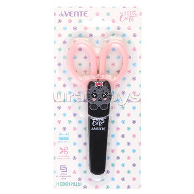 Ножницы детские "Cute. Cat" 13,5 см, пластиковые кольца, защитный футляр с каучуковым декоративным элементом