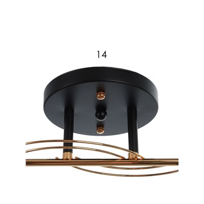 Люстра потолочная BayerLux «Кансе», 2хЕ27, 40 Вт, черно-золотой, 41×15×23 см