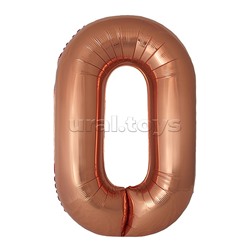 Шар (40''/102 см) Цифра, 0 Slim, Бронза, Металлик, 1 шт. в уп.