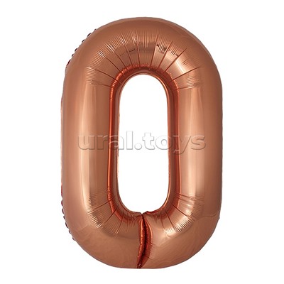 Шар (40''/102 см) Цифра, 0 Slim, Бронза, Металлик, 1 шт. в уп.