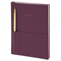 Ежедневник недатированный А5 160 стр. "ELEGANCE STYLISH COLLECTION" слива кожзам, карман + ручка, ляссе LXDRA5-ESC6	 LOREX