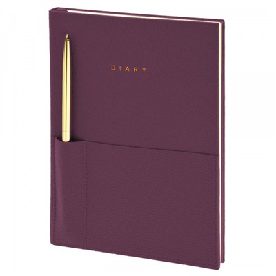 Ежедневник недатированный А5 160 стр. "ELEGANCE STYLISH COLLECTION" слива кожзам, карман + ручка, ляссе LXDRA5-ESC6	 LOREX