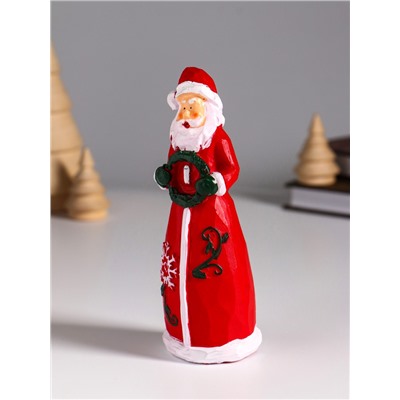 Фигурка полистоун «Дед Мороз в красном кафтане с венком или домиком», 5×4.5×14 см, МИКС