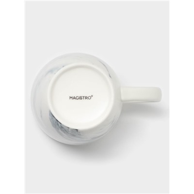 Кружки Magistro Real Marble, 400 мл, набор 2 шт., фарфор, белые