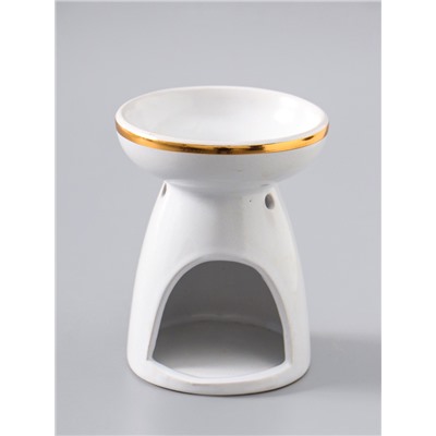 УЦЕНКА Аромалампа керамика "Древо жизни" белая с золотом 9,3х9,3х11,8 см