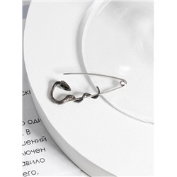 Булавка из серебра с фианитами родированная - Змея Бр-16рч