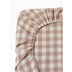 Простыня на резинке 1.5-спальная «Этель» Beige cage, 140×200+30 см, жатый хлопок