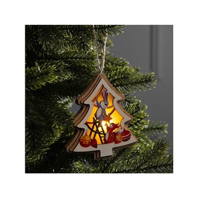 Подвеска световая «Зайка и белка», 11×12 см, от батареек LR41×3, свечение тёплое белое