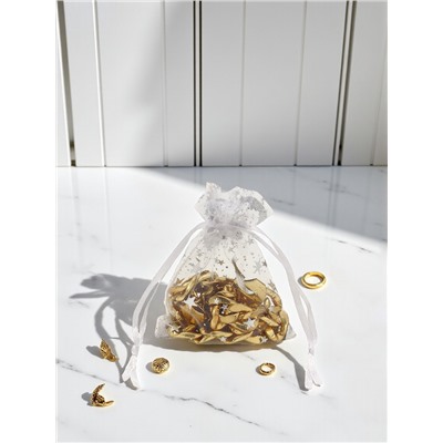 Мешочек подарочный «Звёзды с месяцем», 7×9 см, белый с серебром