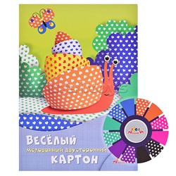 Картон цветной двусторонний А4 6цв. "Сердечки"