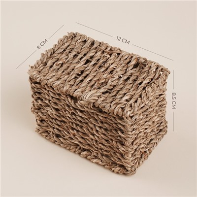 Кашпо SL Home ручного плетения, прямоугольное, солома, 12×8×8.5 см