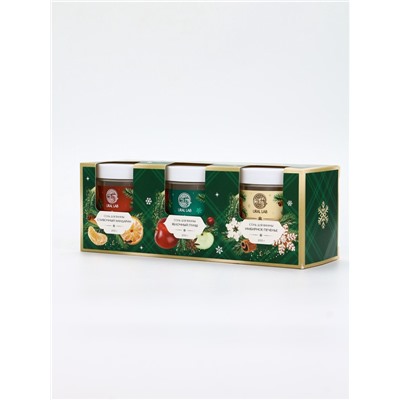 Соль для ванны, набор 3 шт. × 200 г, мандарин, яблочный пунш, имбирное печенье, URAL LAB