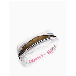 Косметичка на молнии объёмная, с подкладкой, маленькая, с принтом, белая