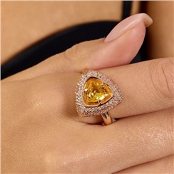 Комплект ювелирной бижутерии коллекция "Дубай" серьги и кольцо 19 р покрытие позолота, вставка: фианиты и цирконы, цвет: желтый и прозрачный, арт.215.620-19