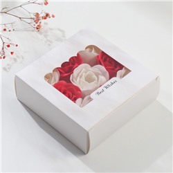 УЦЕНКА Мыльные лепестки для ванны «Красные и белые розы», подарочный набор 9 шт., 4.5×12.6×12.6 см