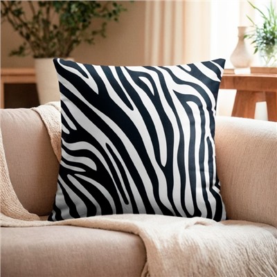 Наволочка декоративная Этель «Зебра» 40×40 см, велюр, 100% п/э