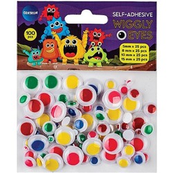 Глазки декоративные подвижные самоклеящиеся 100 шт (d-5,8,10,15мм по 25шт.)  ассорти 81169 Centrum