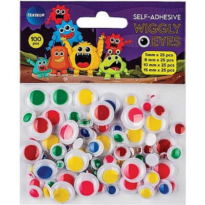 Глазки декоративные подвижные самоклеящиеся 100 шт (d-5,8,10,15мм по 25шт.)  ассорти 81169 Centrum
