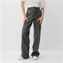 Брюки женские из экокожи MINAKU: Classic, серые, размер 46