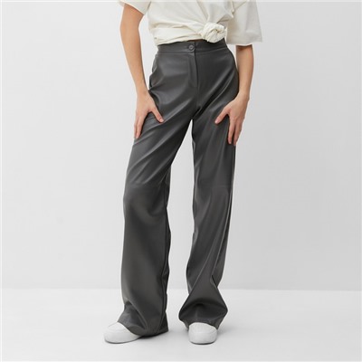 Брюки женские из экокожи MINAKU: Classic, серые, размер 46