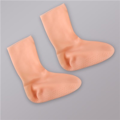 Носочки для педикюра, высокие, силиконовые, универсальный размер, 21×19 см, бежевые