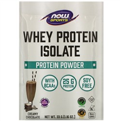 Now Foods, Sports, Whey Protein Isolate, Creamy Chocolate, 8 Packets, 1.16 oz (33 g) Each