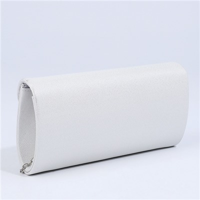 Сумка-клатч на магните, длинная цепь, цвет белый