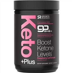 Sports Research, Keto Plus, GO BHB +, малиновый лимонад, 11,2 унции (318 г)