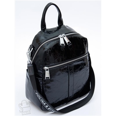 Рюкзак женский кожаный 21021 black Polina&Eiterou