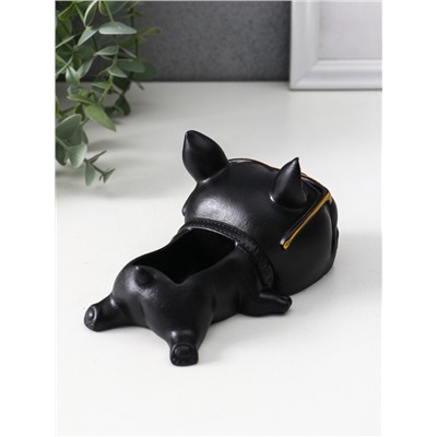 Подставка для мелочей «Французский бульдог в очках», 7×14×8.5 см, чёрная